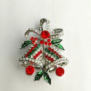 Christmas Brooch Bells crystal